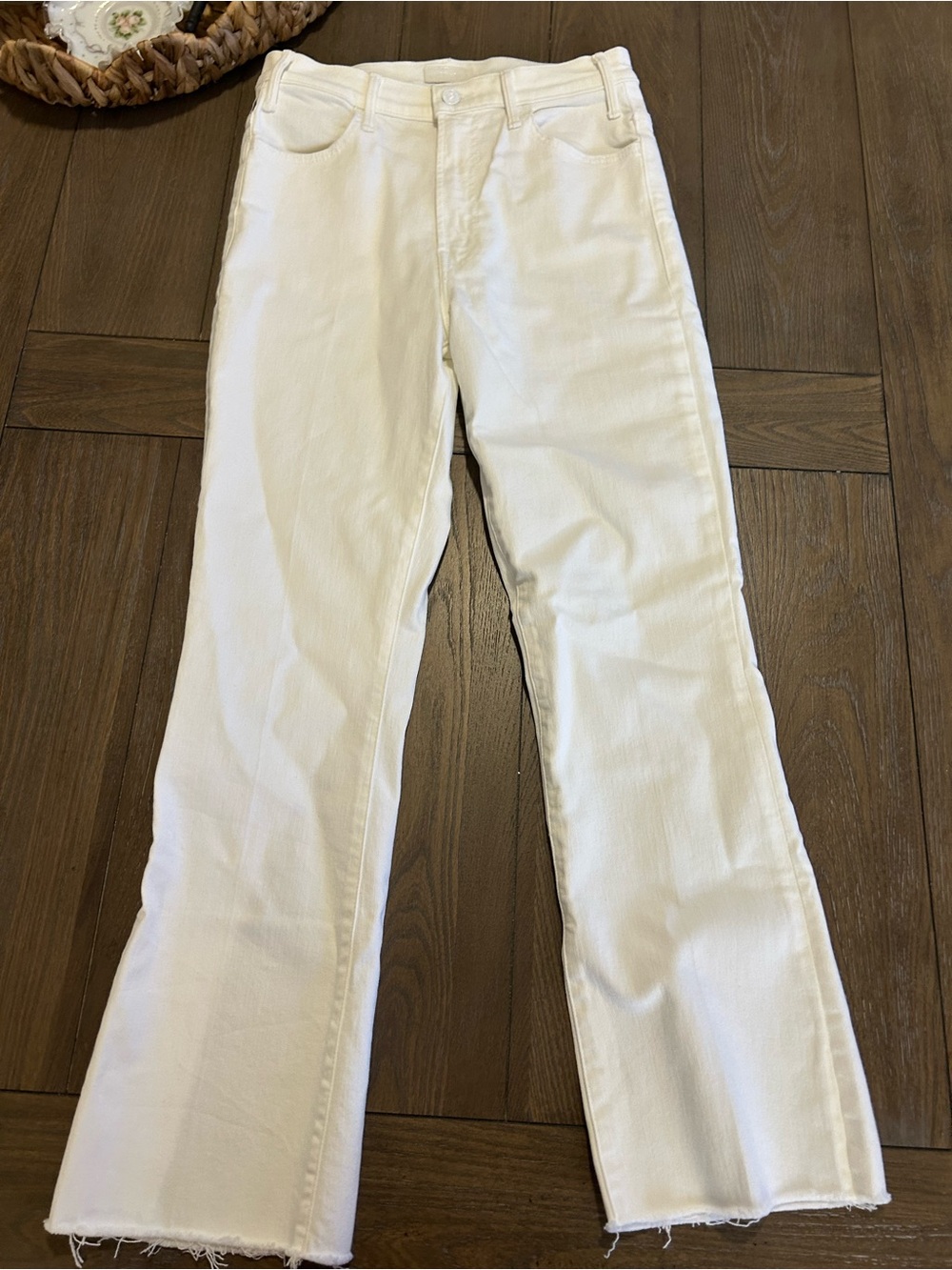MOTHER White High-Rise Wide Leg Jeans